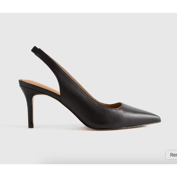 Quince Black Italian Leather Slingback 75mm Heel NEW NWOB - Picture 3 of 5